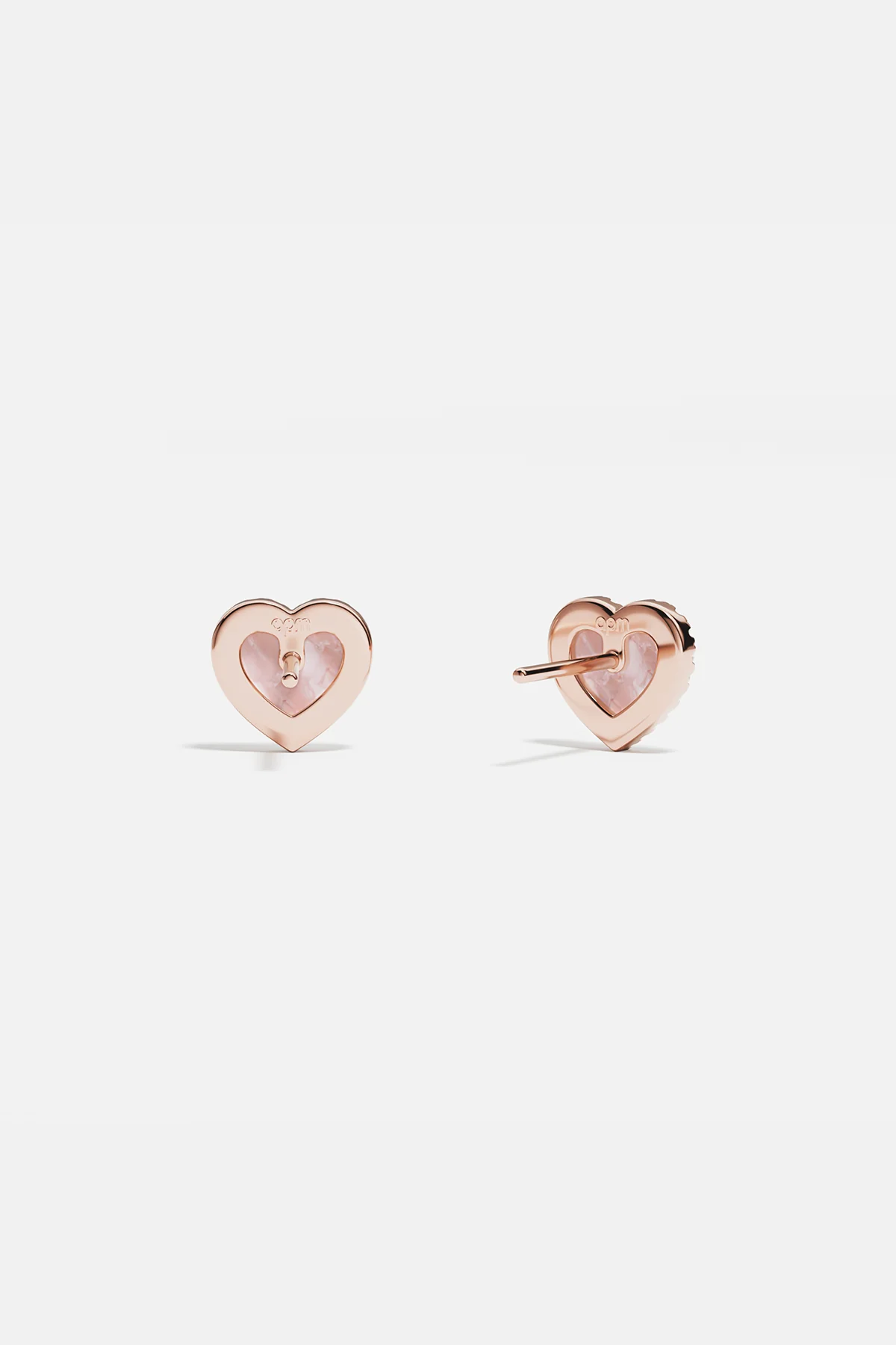 Pink Nacre Heart Stud Earrings - Image 4