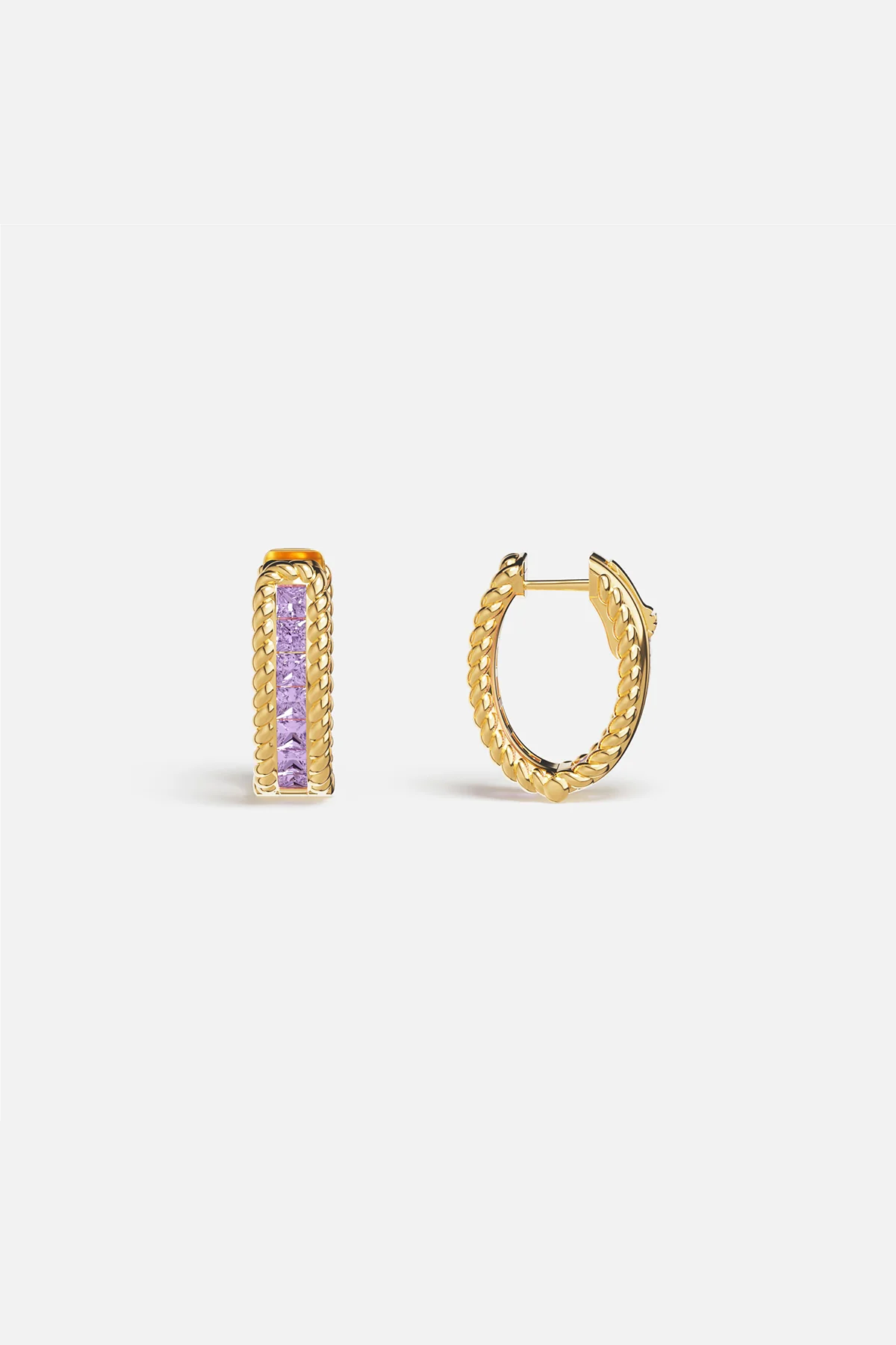 Lilac Torsade Pavé Hoop Earrings - Image 4