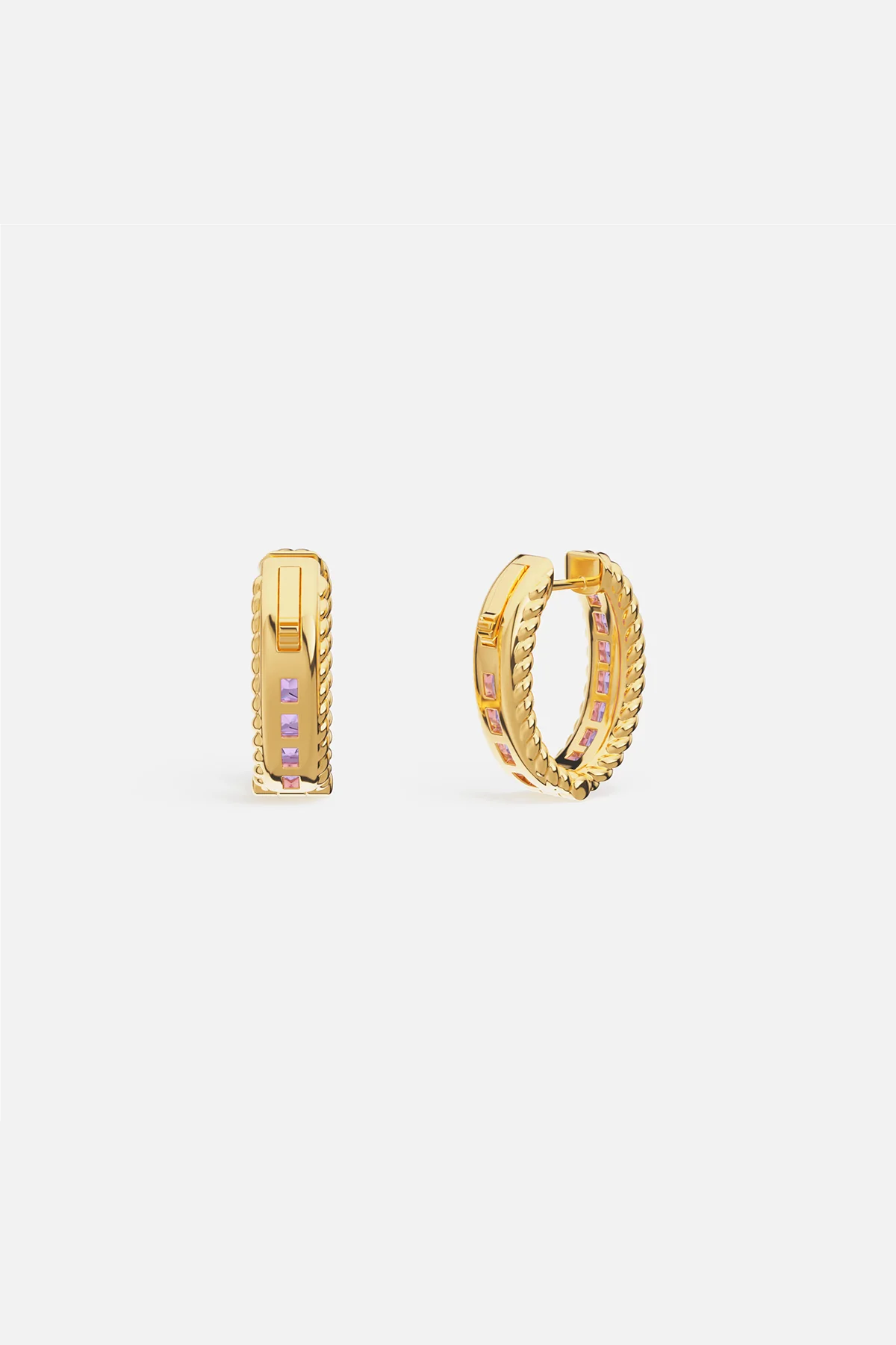 Lilac Torsade Pavé Hoop Earrings - Image 5